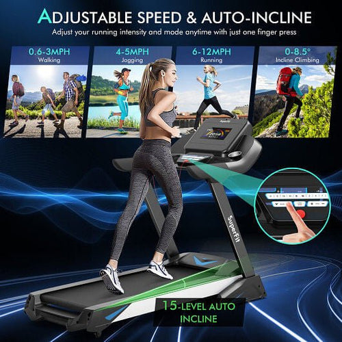 Apex Gym 4.75 HP Foldable Treadmill – Smart APP - Controlled Runner with 15 Auto Incline for Home Cardio - Apex Gym