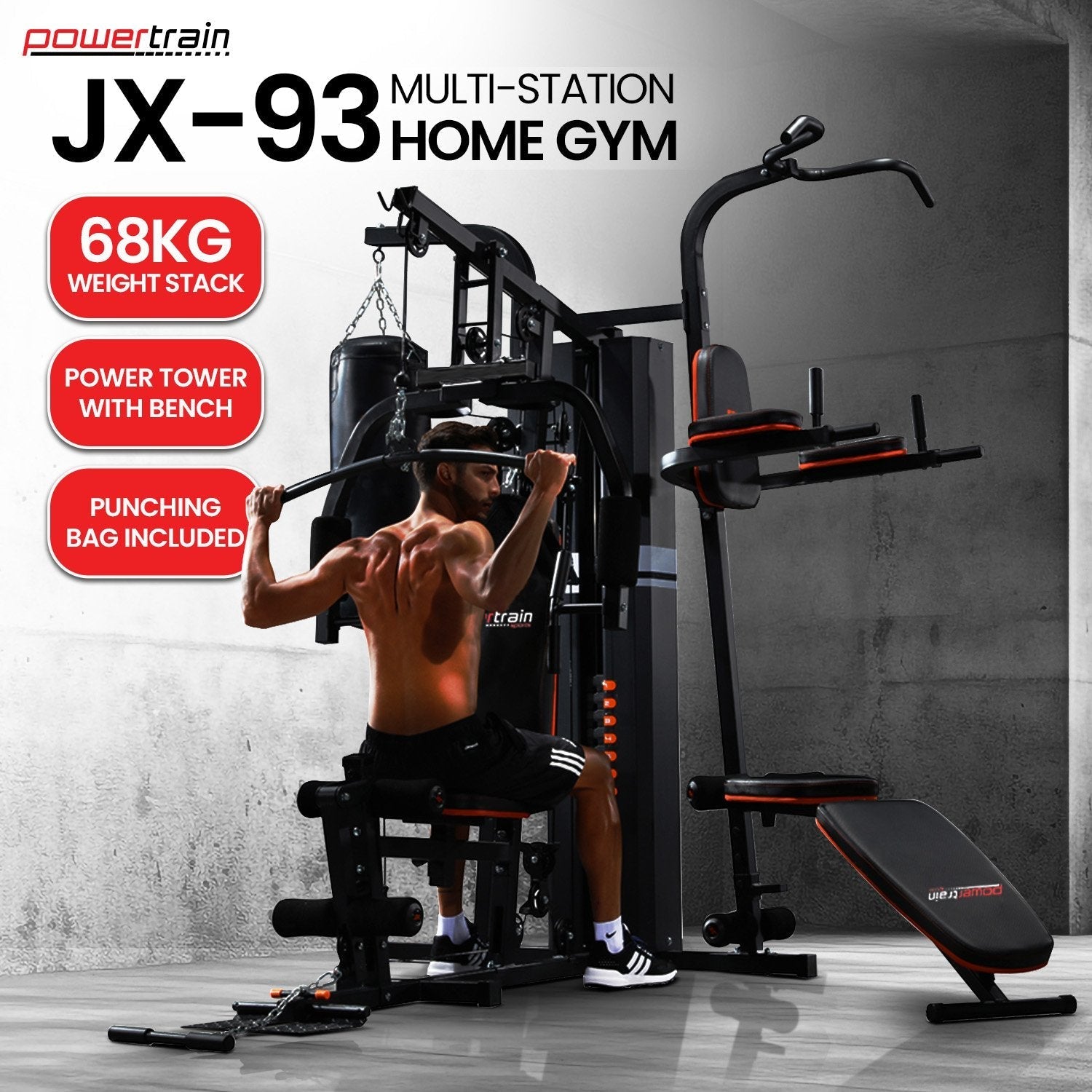 NNEDSZ 150 lbs Multi - Station Home Gym with Punching Bag – All - in - One Power Tower for Full - Body & Cardio Training - Apex Gym