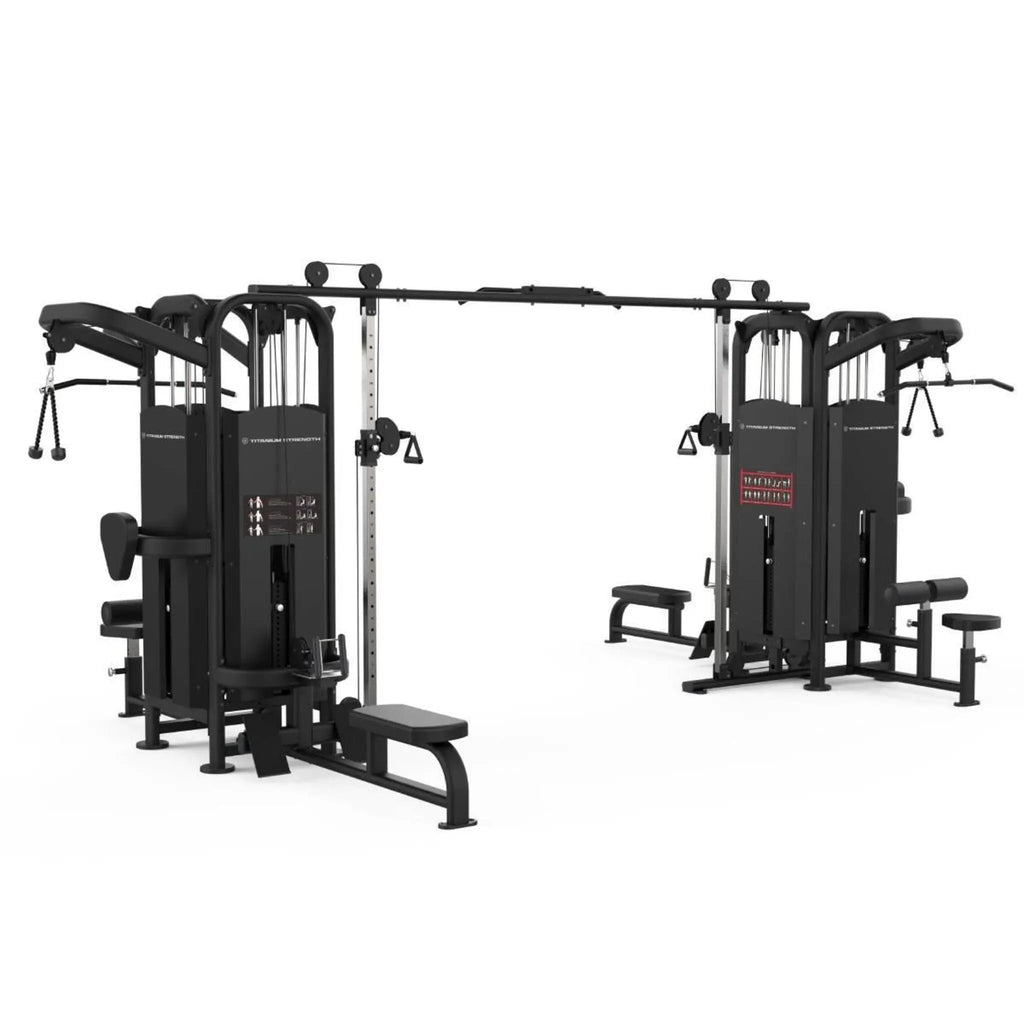 Titanium Strength 8 - Station Multi Gym – Black Series Commercial Powerhouse for Up to 8 Simultaneous Users - Apex Gym